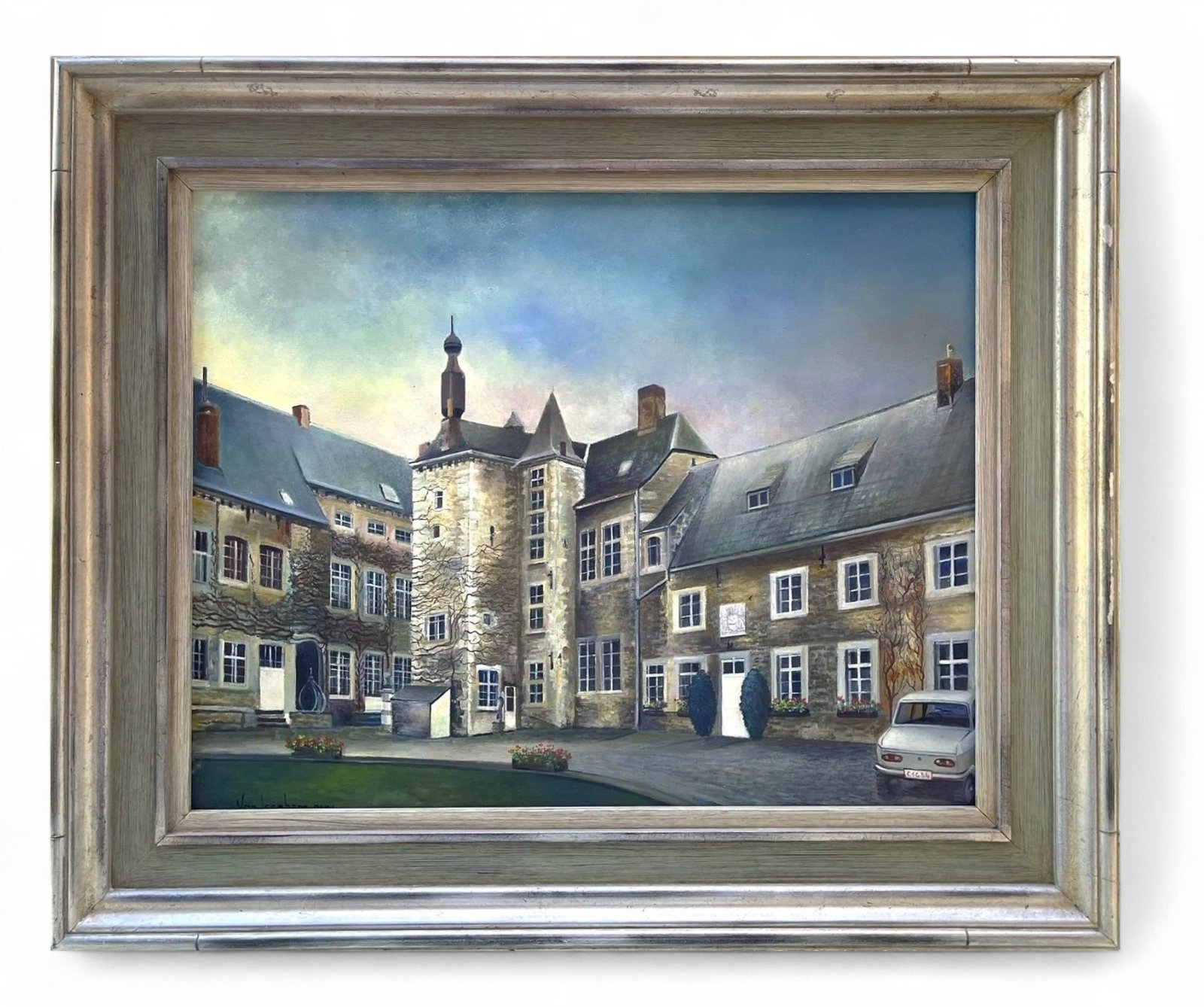 Vintage Painting of a Typical Beautiful 19th. C. Castle